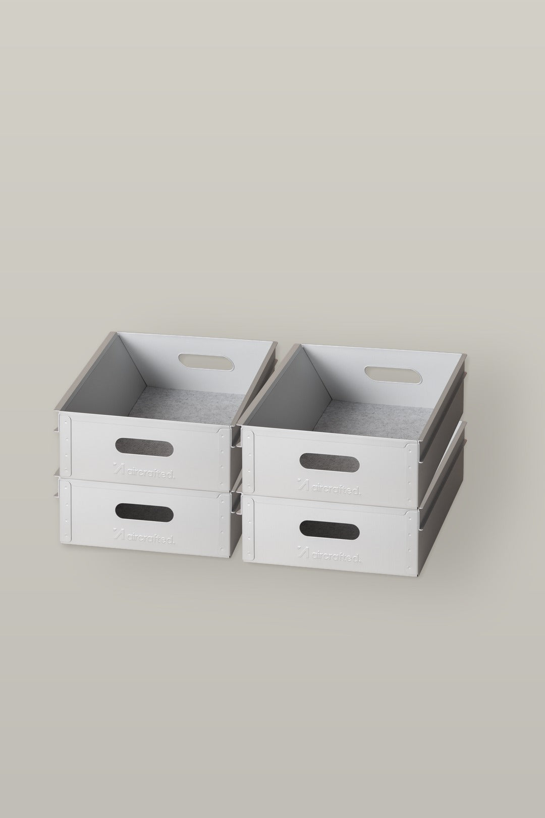 Lot de 4 tiroirs en aluminium M aircrafted – quatre tiroirs empilés